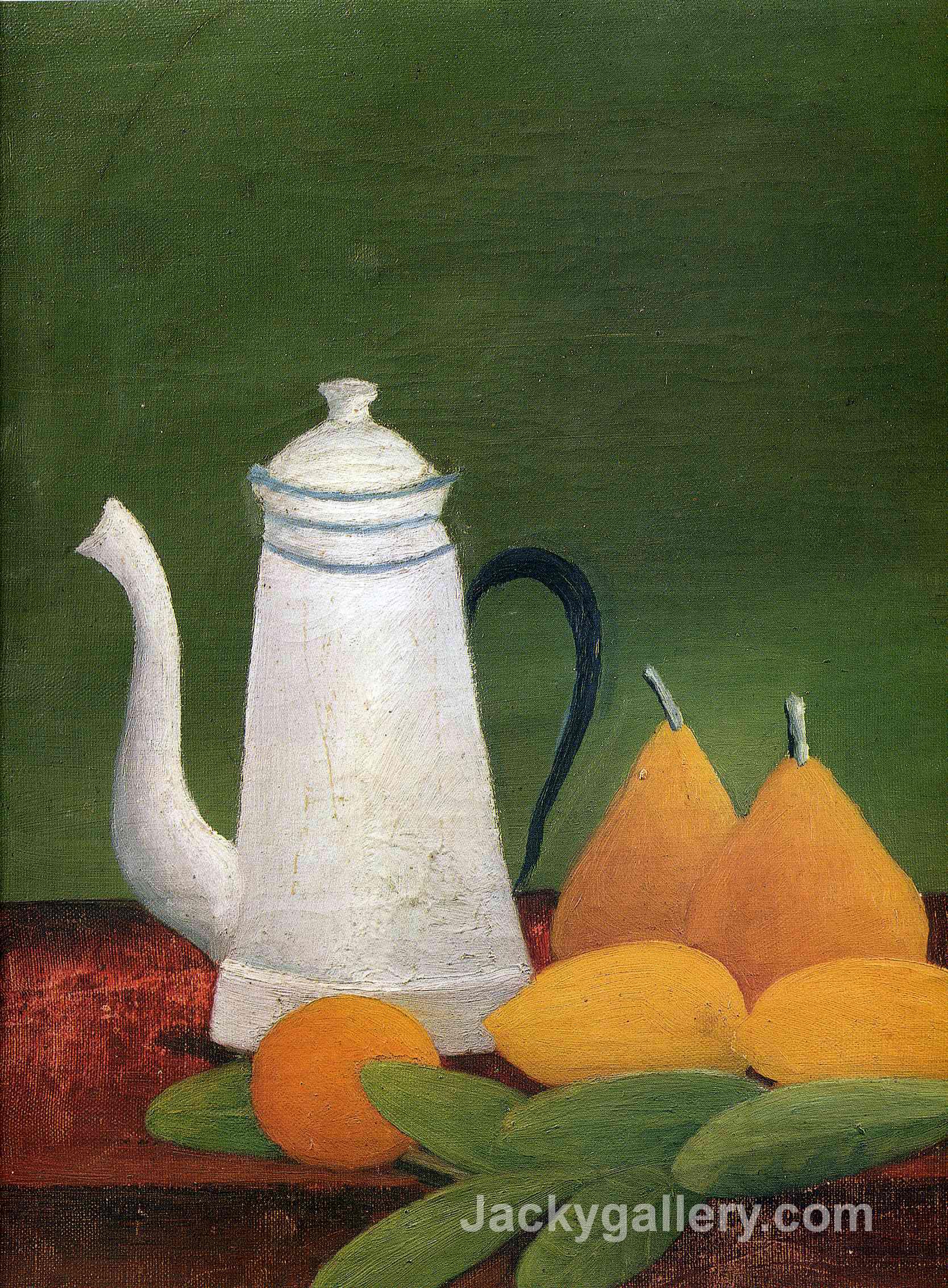 Still life with teapot and fruit by Henri Rousseau paintings reproduction